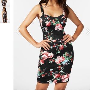 JustFab 💐 Black Floral “Corset” Dress, size Large